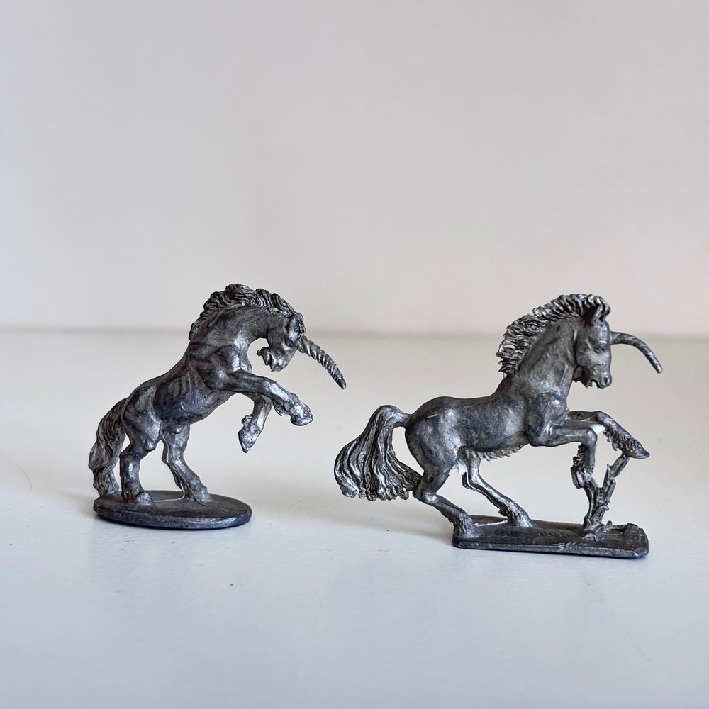 Ral Partha Unicorn Figurines Pewter Lot 2 D&D 1.5" Vintage 1979 1982 Collectible